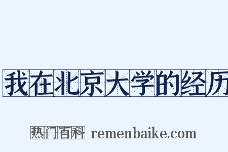 我在北京大学的经历是什么意思的图片